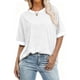 thumbnail image 4 of mfyjkho Tops De Moda Para Mujer, Camiseta De Manga Corta Con Cuello Redondo Y Diseño Patchwork Para Mujer, Talla Grande, Para Primavera/Verano Tops De Tallas Grandes Xxxl, 4 of 4