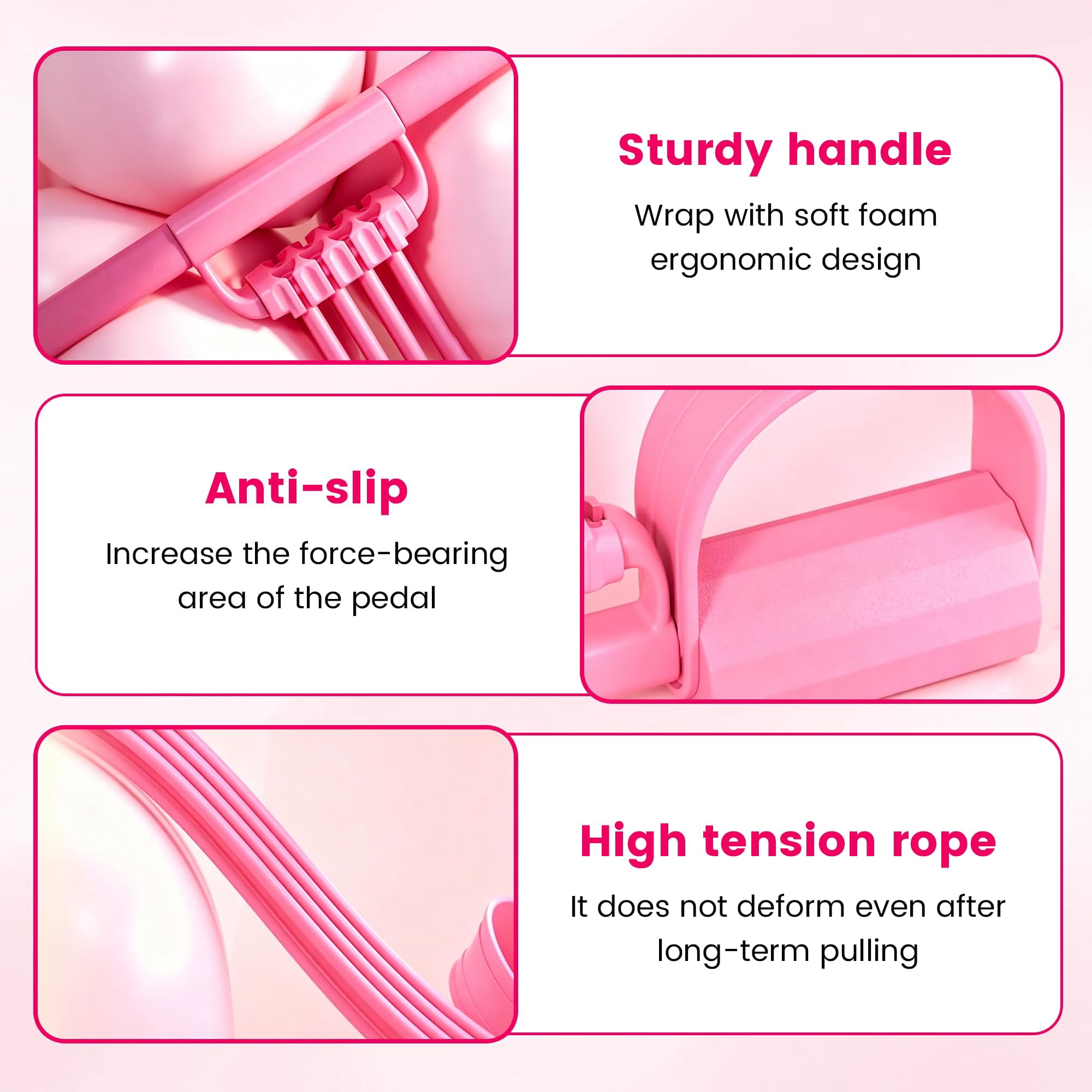 8 Tube Pedal Resistance Band with Handle, Upgraded Manual Tension Foot Trainer, Multifunction Rubber Fitness Band for Abdomen Waist Arm Leg Workout