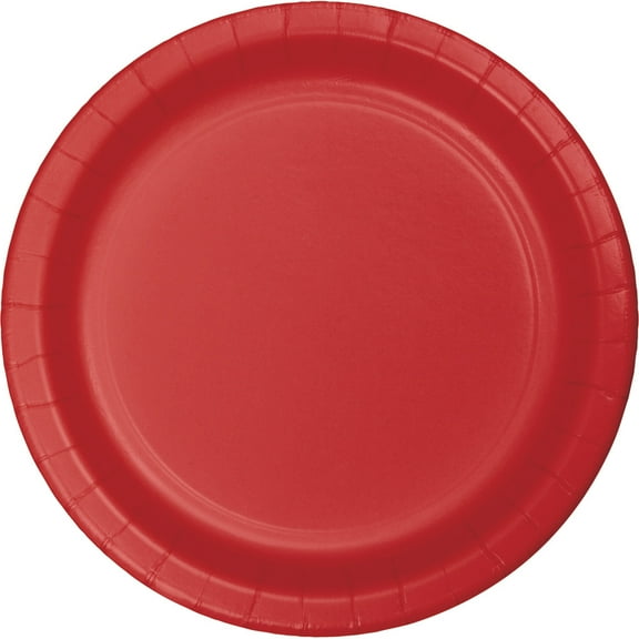 Party Central Disposable Round Luncheon Party Paper Plates - 7" - Classic Red - Club Pack of 240