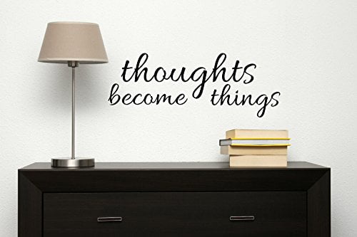 Thoughts Become Things Affirmation Quote Wall Decal Saying Vinyl Sticker for Home Decor, 23 x 7 , Black
