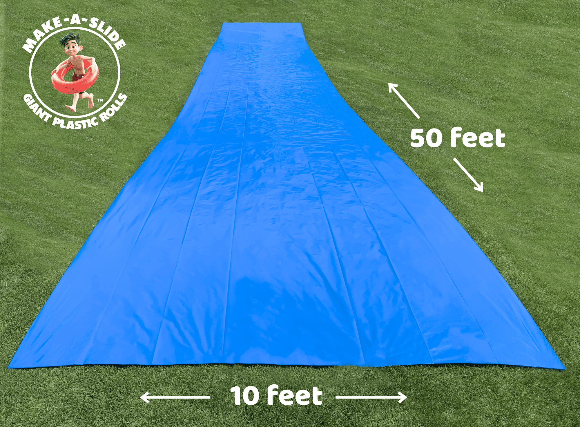 Make-A-Slide™ - 50 FEET LONG - Giant blue backyard slip and slide water slide for kids and adults