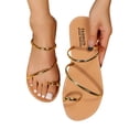 thumbnail image 3 of HBFAGFB Womens Slippers Fashion Summer Simple Flat Bottom Non Slip Beach Versatile Sandals Gold Size 40, 3 of 7