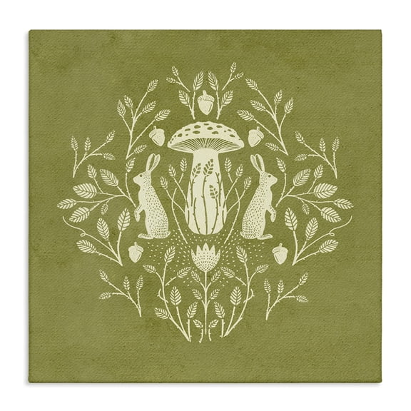 Stupell Industries Bohemian Cottagecore Mushroom & Rabbits Canvas Art, 17 x 17, by Katie O'Shea