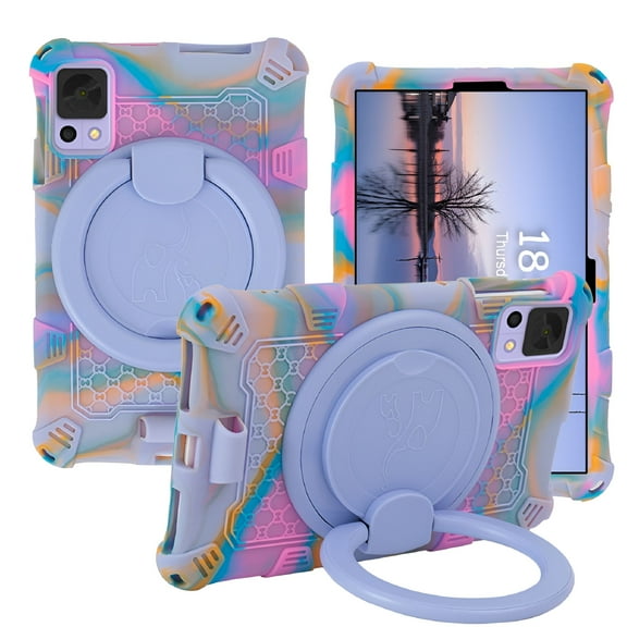GJX Shockproof Silicone Case with Stand for 8" Tablet 2024, Durable, Drop-Proof (Rose-purple)