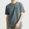 thumbnail image 2 of FRSASU Men's Pocket T-Shirt, Cool & Breathable Cotton Tees, Loose Fit Undershirts for Men Blue, 2 of 8