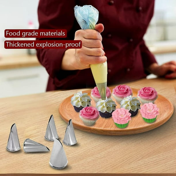 Kit de boquillas para manga pastelera, puntas de boquillas para glaseado de pasteles de acero inoxidable, puntas para decorar pasteles, para decorar cupcakes con crema para hornear (5 piezas, plateado) XianweiShao 1327534395167