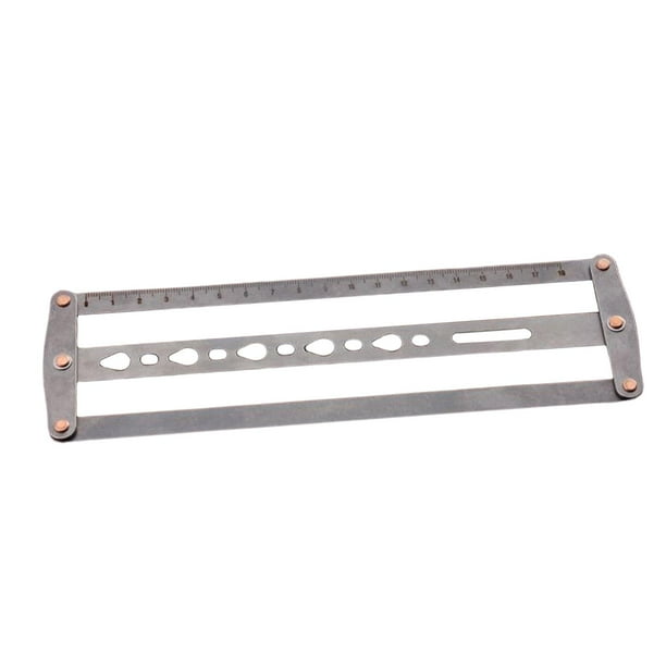 Regla de punzón de posicionamiento auxiliar para cinturón de cuero, manualidades, portátil, de metal, compacta B