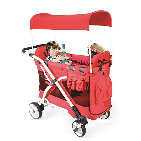 Familidoo Multi-Function Twin Folding Stroller Wagon with Removable Canopy & Seats with 5-Point