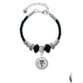 thumbnail image 2 of Delight Jewelry Silvertone Domed Black CPhT Lil Sister Celtic Knot Leather Bead Bracelet, 7"+2" Extender, 2 of 4