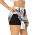 thumbnail image 3 of Lsque Moose Kissing Under Mistletoe Printed Women's Running Shorts with Liner Pockets,Elastic Quick Dry Workout Athletic Gym Yoga Shorts,Womens High Waist Shorts-Small, 3 of 9