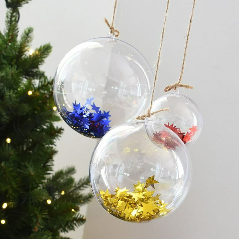 Christmas Ball Party Decors Plastic Clear Flat Bauble Photo Diy Ornament  Supply 
