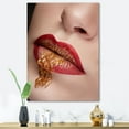 thumbnail image 2 of Designart ' Close Up Lips With Gold and Red Make Up ' Modern Canvas Wall Art Print, 2 of 4