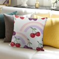 thumbnail image 3 of Orinice Purple Rainbow Kids Throw Pillow Cover Watercolor Red Cherry Nature Fruits Cushion Cover for Girls Teens Women Hand Drawn Style Hearts Graffiti Cushion Case for Bedroom  20x20in, 3 of 5