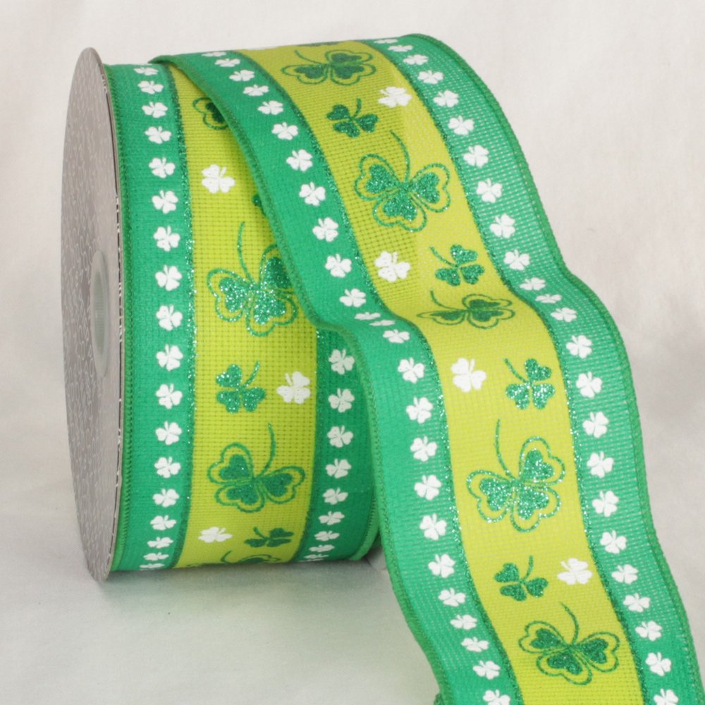 Green Saint Patrick's Day Wired Craft Ribbon 2.5" x 20 Yards Walmart