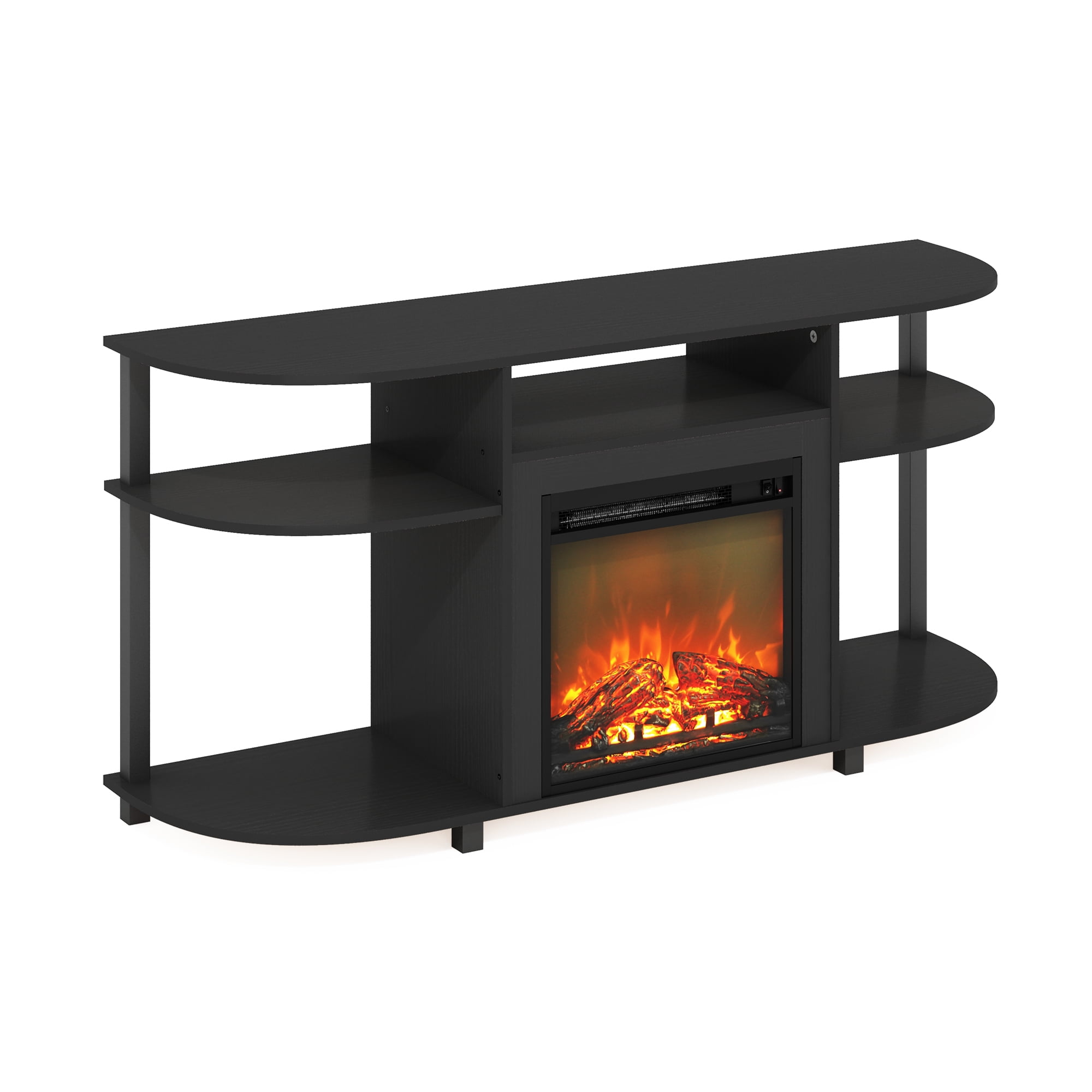 Furinno JENSEN Open Storage Curved Entertainment Center Stand with Americano