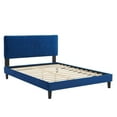 thumbnail image 2 of King Bed Navy Blue Velvet Diamond Stiching Wood Legs, 2 of 7