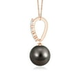 thumbnail image 2 of ANGARA Tahitian Cultured Pearl Solitaire Pendant with Diamonds in 14K Rose Gold for Women | June Birthstone, Birthday, Anniversary, Jewelry Gift for Women | Pearl Necklace, 2 of 8