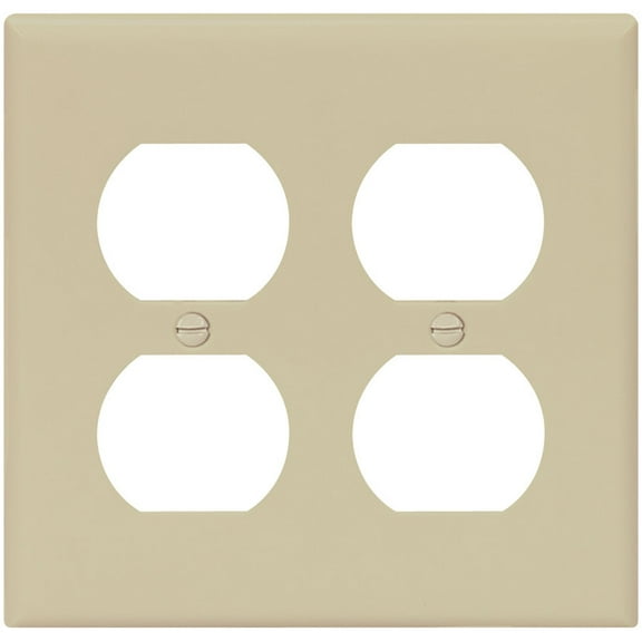 Two Gang Duplex Receptacle Wall Plate - Ivory Bulk