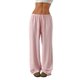 thumbnail image 3 of Pantalones Deportivos Rectos de Pierna con Cintura con Cordón para Mujer, Pantalones Casuales Holgados y Largos de Verano. Rosa S, 3 of 9