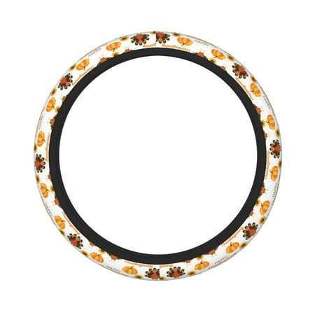 Double Thick Steering Wheel Cover 15.8in Durable Non-Slip Steering Wheel Cover Suitable For Most Vehicles Sedans Suvs Atvs Trucks Etc Happy Thanksgiving Day Pattern