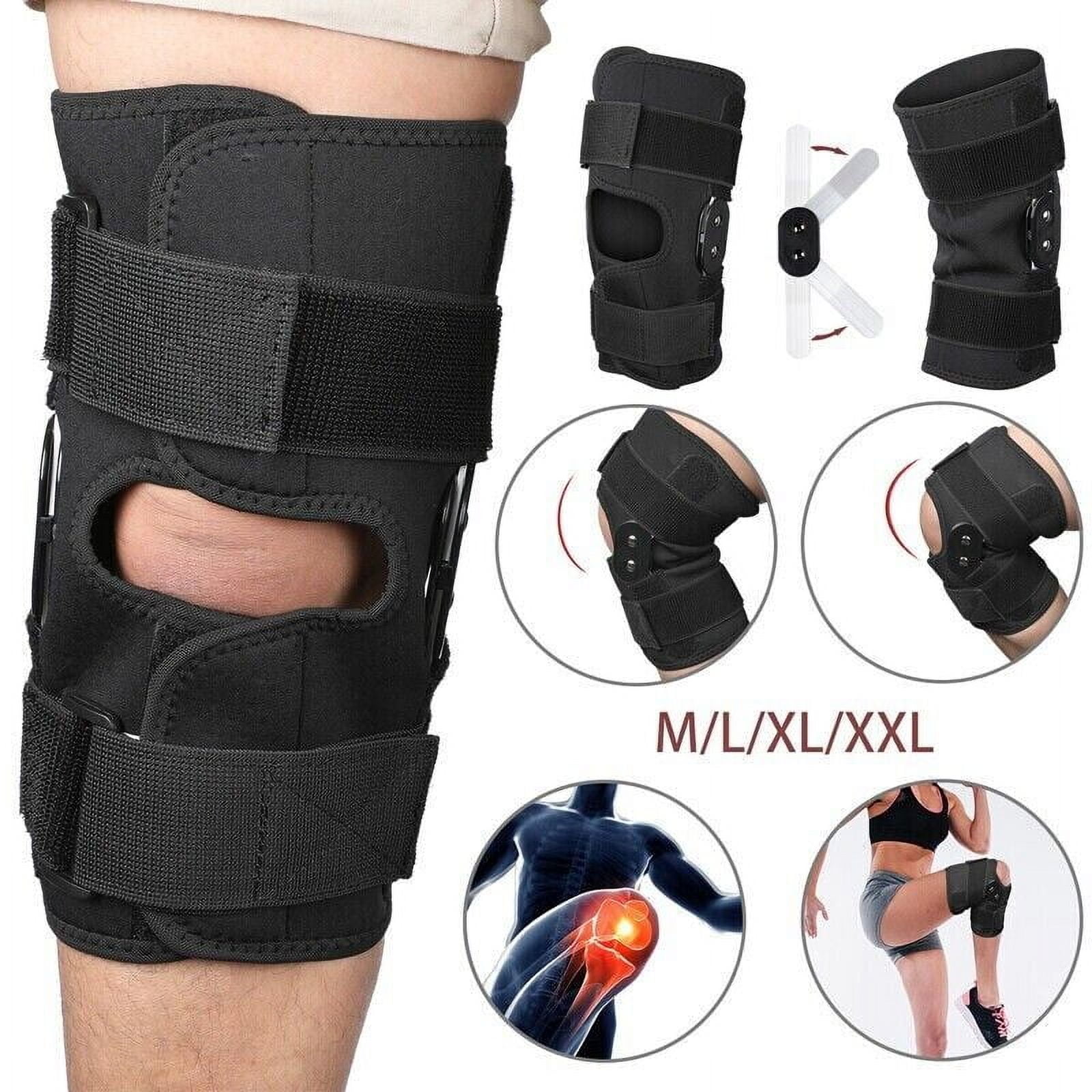 Hinged Knee Brace Compression Sleeve Joint Support Open Patella Stabilizer Wrap