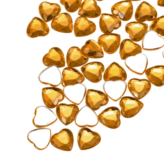 100 Pcs Acrylic Heart Rhinestone 8mm Flat Back Plastic Gems Jewelry Stickers for Craft Bead Face Painting Costume Jewelry Making, Deep Brown