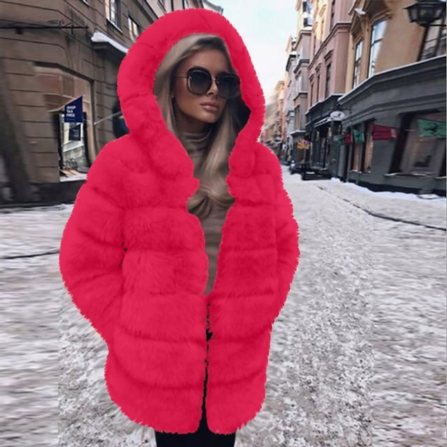 LSLJS Women's Imitation Patchwork Longueur Moyenne à Capuche Coat