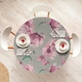 thumbnail image 4 of Ambesonne Nature Fitted Round Tablecloth, Garden Look Art Flower Print, 40"- 44" Diameter, Jade Green and Rose, 4 of 5