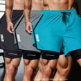 thumbnail image 2 of Men's 2 in 1 Gym Workout Shorts, Quick Dry Athletic Outdoor Shorts with Liner, Breathable Performance Running Shorts, Elastic Waistband Compression Training Trunks Activewear Bottoms, 2 of 7
