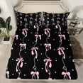 thumbnail image 2 of jejeloiu Cartoon Bowtie Bow Bed Sheets,Cute Geometric Dot King Sheets,Pink Black Sheet Set For Girls Teens,Ultra Soft Home Decor,4 Pieces, 2 of 7