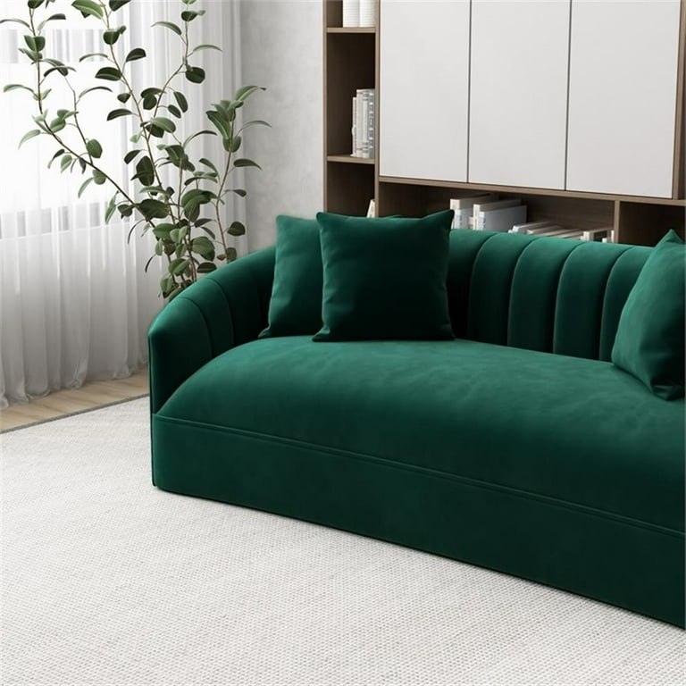 Kont Green Velvet Couch, Mid Century Modern Japandi Style Kont Green Velvet Couch, Mid Century Modern Japandi Style