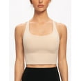 thumbnail image 2 of AGONVIN Women's Strappy Longline Yoga Sports Bra Padded Wireless Crop Top Cami Tank Top Pale Nude Large, 2 of 7