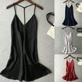 thumbnail image 2 of Women Fashion V neck Satin Sleepwear Nightdress Mini Bathrobe Sling Short Dress, 2 of 2