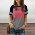 thumbnail image 2 of Povozer Womens Crewneck Tops Casual Printed Tops Short Sleeve T Shirt(Hot Pink,2XL), 2 of 5