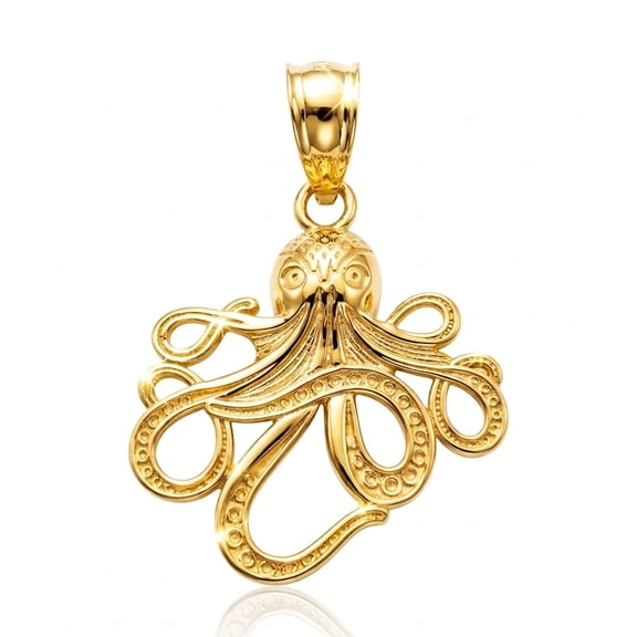 Charm America - Gold Enchanting Octopus - 10 Karat Solid Gold