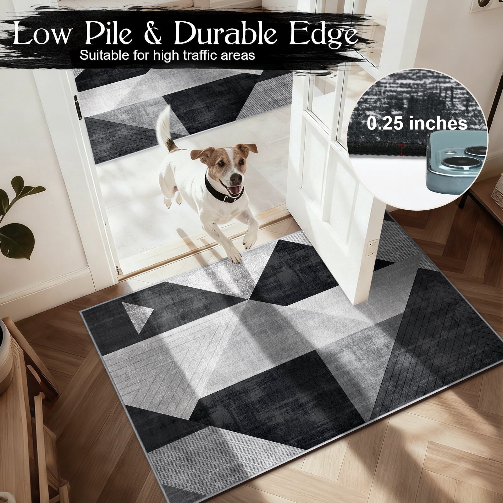 Bleum Cade Area Rugs 2x3,Modern Geometry Non Slip Washable Entryway Rug, Door Mat Outdoor Indoor,Soft Faux Wool Low Pile Welcome Mat for Entrance,Christmas Decorations