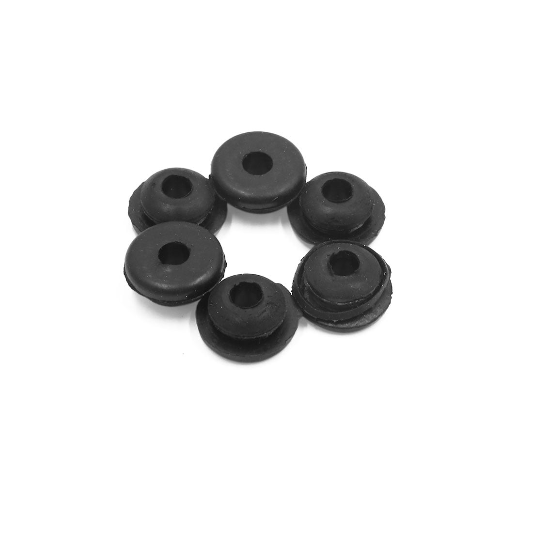 6pcs 6mm Hole Diameter Black Rubber Shock Absorber Bushings for Car