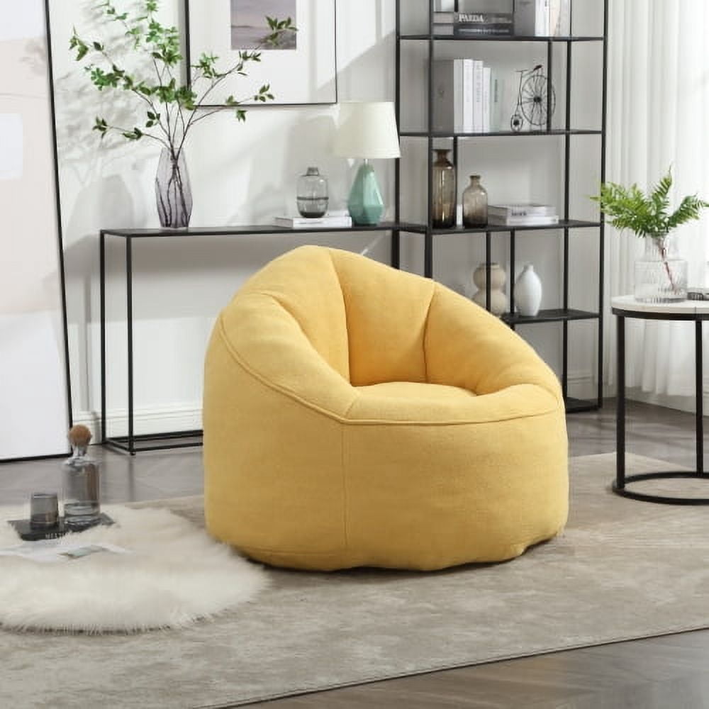 BSHTI 40"Bedding Bean Bag Sofa Chair,High Pressure Foam Bean Bag Chair,Adult Material with Padded Foam Padding Compressed Bean Bag With Footrest-Yellow