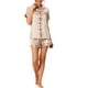 thumbnail image 2 of Conjuntos de pijama para mujer INSPIRE CHIC, camiseta de manga corta con botones y pantalones cortos, conjuntos de lounge XL color champán claro, 2 of 6