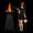 Orange, variant on 2Pcs Women Witch Costume Set Full Length Cloak Lighted Lace Flower Hat Gothic Cosplay Outfit Set for Halloween