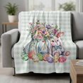 thumbnail image 2 of Spring Easter Blanket Soft Cozy Warm Throw Blanket for Couch, Plush Fuzzy Flannel Fleece Blankets for Sofa, Colorful Cute Rabbits Eggs Flowers Green Plaid Bed Blankets Gifts for Men, 50"x60", 2 of 9