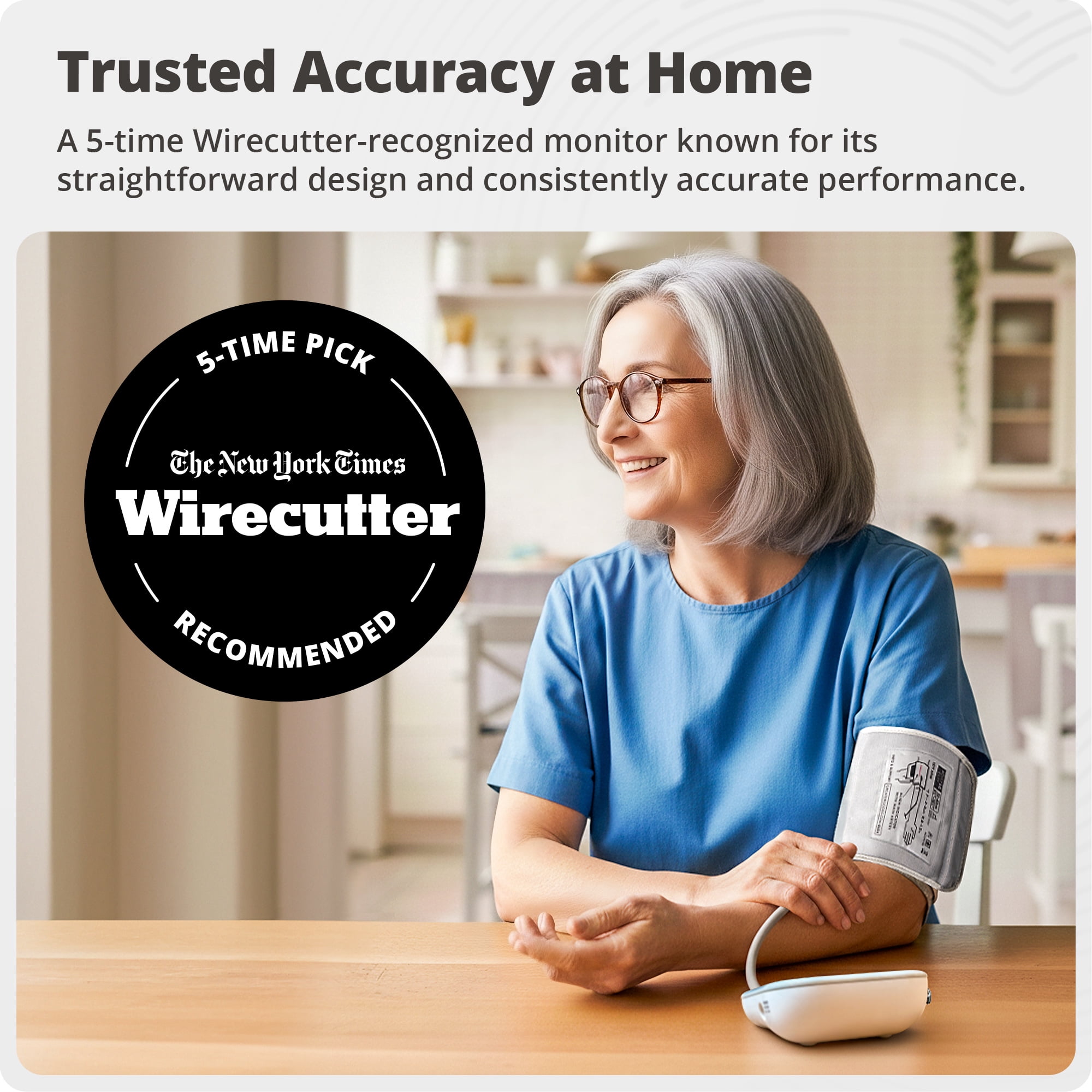Greater Goods Blood Pressure Monitor Kit for Home Use - Upper Arm Cuff, Wall Adaptor, Large LCD Display