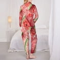 thumbnail image 3 of KLL Refreshing Watermelon Slices Print Women's Long Sleeve Pajamas with Pants Sleepwear Loungewear 2 Set-Large, 3 of 8
