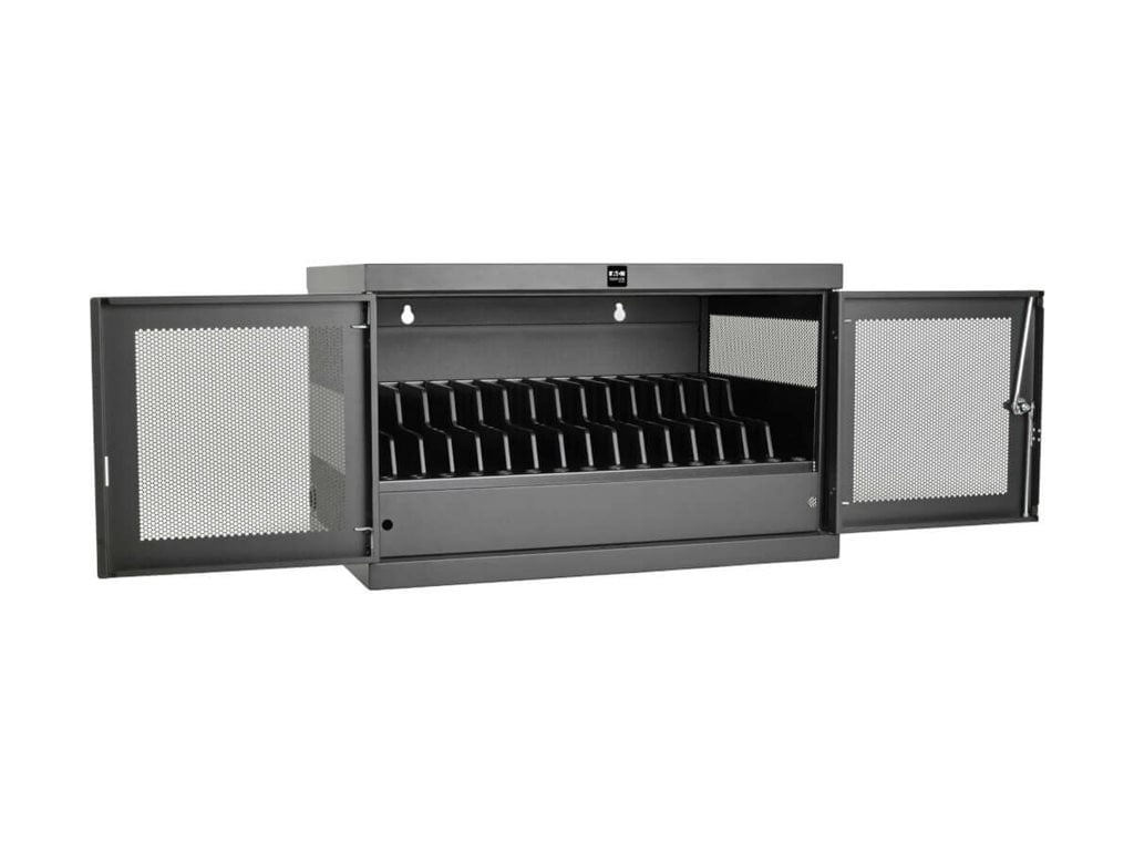 Tripp Lite 16-port Ac Charging Cart Storage Station Chromebook Laptop Tablet - 18.8" Height X 30.3" Width X 21.6" Depth - Floor, Wall Mountable, Desktop, Tabletop, Countertop - Steel - Black...