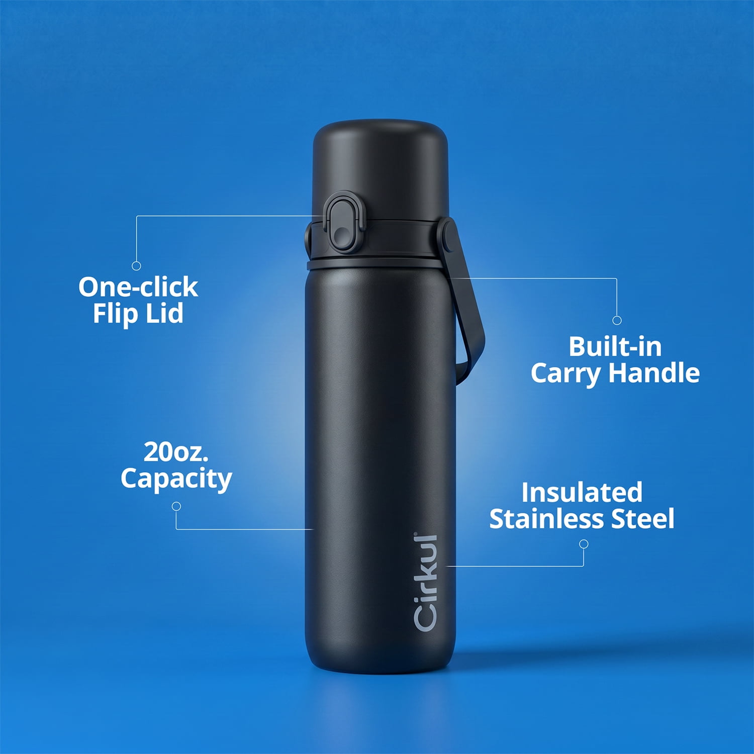 Cirkul® 20oz Commuter Bottle, Onyx (Black) with Flavor Cartridge Included (LifeSip Fruit Punch)