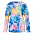 thumbnail image 3 of LYXSSBYX Women Long Sleeve Dress Hot Sale Clearance Fashion Women's Oversized Tie-Dye V Neck Long Sleeve Casual Loose T Shirts Tops, 3 of 9
