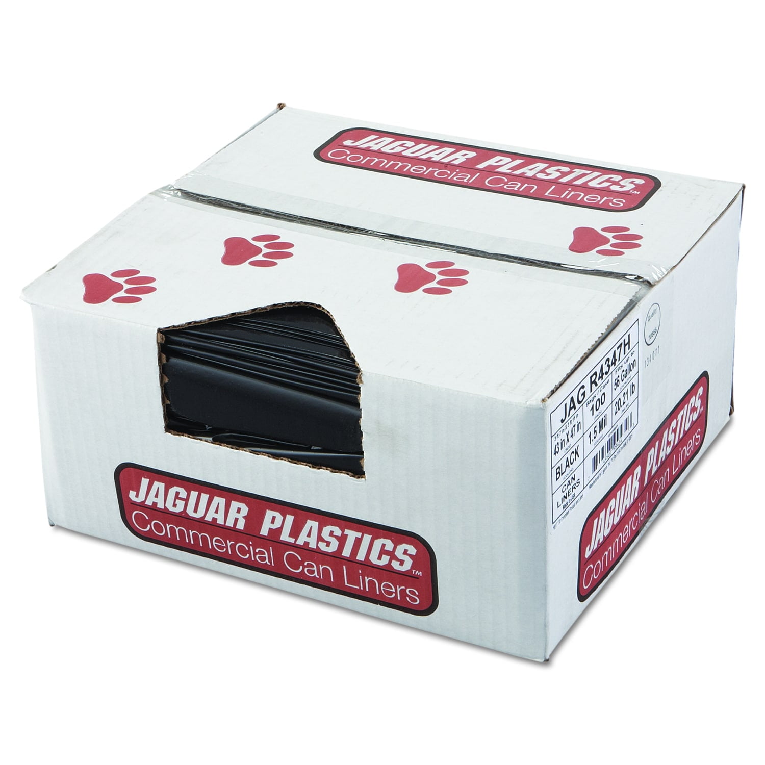 Jaguar Plastics Repro Low-Density Can Liners 1.5 Mil 43 x 47 Black 100/Carton 