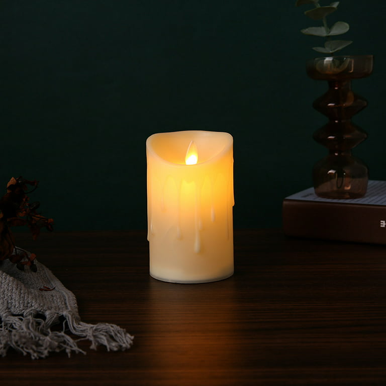 Flickering Battery Operated Black Wick Tea Light Candle - Amber