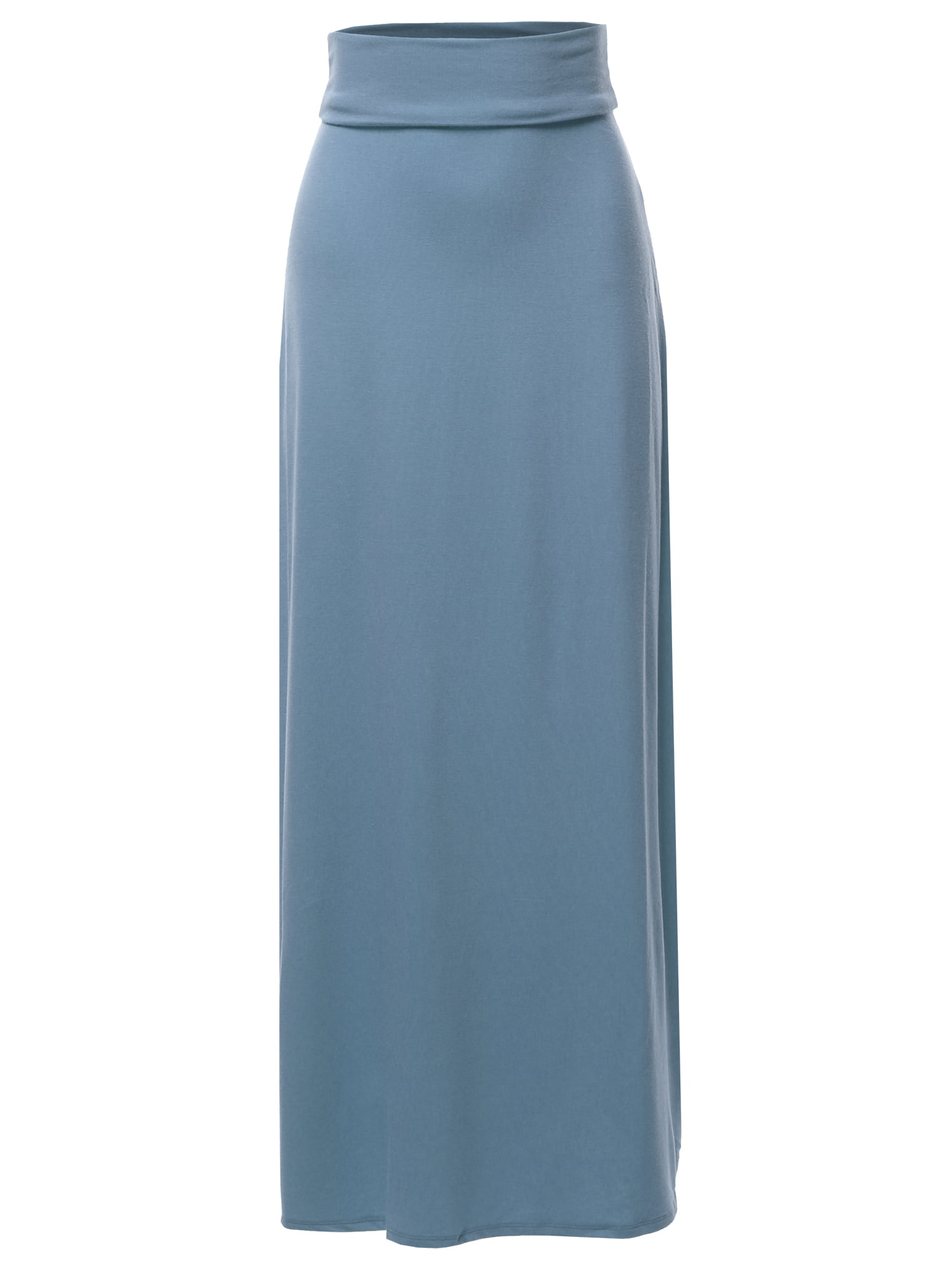 A2Y Women's Basic Foldable Waist Floor Length Maxi Skirts Cement -