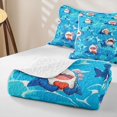 thumbnail image 4 of Feelyou Cartoon Shark Twin Quilt Set for Boys Girls, Ocean Cute Marine Wildlife Twin Coverlet Set, Blue, 2-Piece, 4 of 7